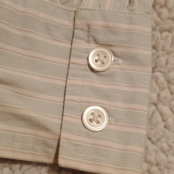 GAP stretch blue and white striped long sleeve button front shirt - Picture 3 of 6